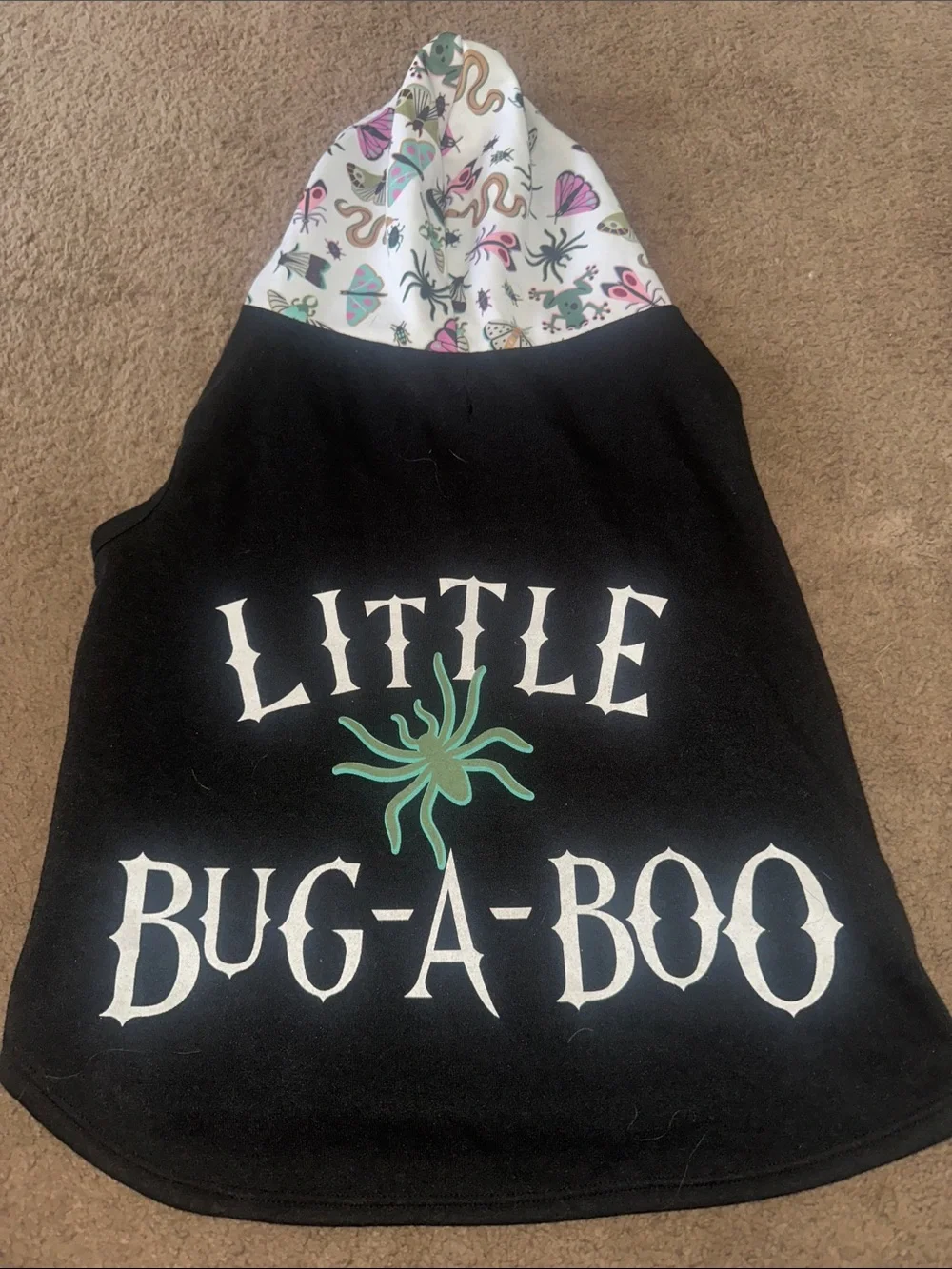 Vibrant Dog Hooded Vest - Black with White Multicolor Hood